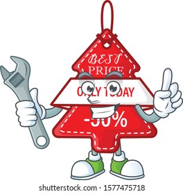 Professional Mechanic christmas best price tag mascot cartoon character style