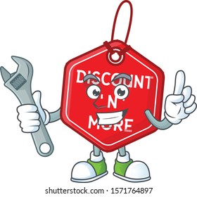Professional Mechanic christmas discount tag mascot cartoon character style