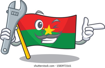Professional Mechanic flag burkina faso mascot cartoon character style