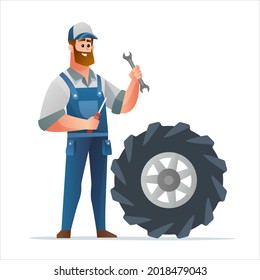 Professioneller mechanischer Haltegurter und Schraubenzieher mit großer Reifenkartografik