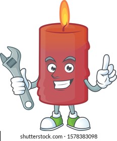 Professional Mechanic red candle mascot cartoon character style