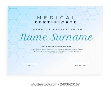 professional medical appreciation certificate document template design vector