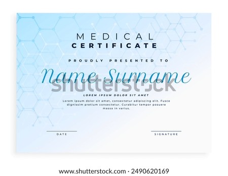 professional medical appreciation certificate document template design vector