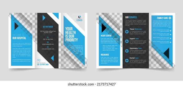 Professional medical Clinic, healthcare, Modern treatment trifold business brochure design
