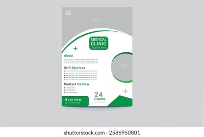 Professional medical flyer template featuring a modern and clean design.Ideal for hospitals, clinics, healthcare centers, and medical professionals. Includes sections for services, doctor profiles.