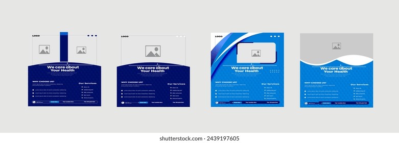 Professional medical healthcare service social media post template design