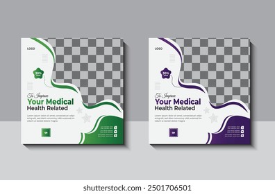 Servicio de atención médica Profesional Diseño de Plantilla de publicaciones en redes sociales.  Plantilla de diseño de Anuncio moderno.