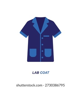 Ícone vetor de revestimento médico profissional, roupas essenciais para médicos, cientistas e profissionais de saúde em ambientes de pesquisa e hospital.