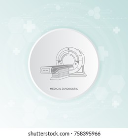 Professional medical MRI scanner machine. Medical diagnostic. Vector illustration.