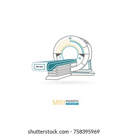 Professional medical MRI scanner machine. Medical diagnostic. Vector illustration.