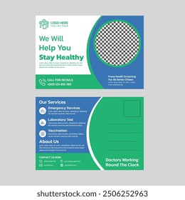 Diseño de postal médica de Profesional para marketing de atención médica. Diseño moderno y limpio con espacio personalizable. Ideal para promover servicios, consejos de salud o recordatorios de citas".

