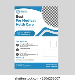 Diseño de postal médica de Profesional para marketing de atención médica. Diseño moderno y limpio con espacio personalizable. Ideal para promover servicios, consejos de salud o recordatorios de citas".

