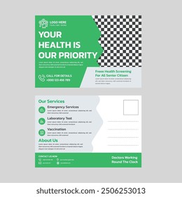 Diseño de postal médica de Profesional para marketing de atención médica. Diseño moderno y limpio con espacio personalizable. Ideal para promover servicios, consejos de salud o recordatorios de citas".

