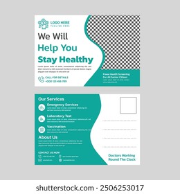 Diseño de postal médica de Profesional para marketing de atención médica. Diseño moderno y limpio con espacio personalizable. Ideal para promover servicios, consejos de salud o recordatorios de citas".

