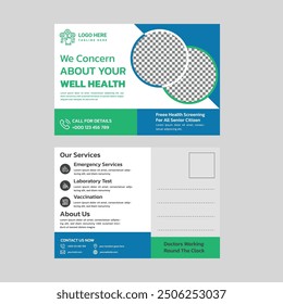 Diseño de postal médica de Profesional para marketing de atención médica. Diseño moderno y limpio con espacio personalizable. Ideal para promover servicios, consejos de salud o recordatorios de citas".

