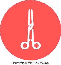 Professional medical Scissor. Surgical Instrument, Medical clamp, hairstyle scissor icon. Medical equipment. Scissors icon vector