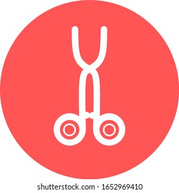 Professional medical Scissor. Surgical Instrument, Medical clamp, hairstyle scissor icon. Medical equipment. Scissors icon vector