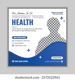 Professional medical social media post design, healthcare banner for clinics, hospitals, and doctors, creative marketing template for dentist and health services, editable flyer, and digital ads