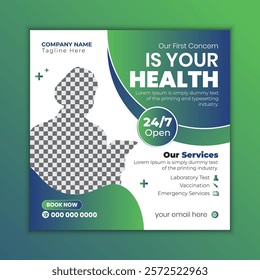 Professional medical social media post design, healthcare banner for clinics, hospitals, and doctors, creative marketing template for dentist and health services, editable flyer, and digital ads