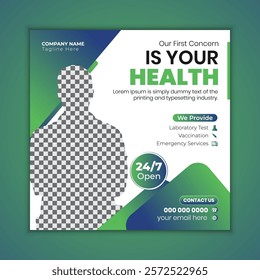 Professional medical social media post design, healthcare banner for clinics, hospitals, and doctors, creative marketing template for dentist and health services, editable flyer, and digital ads