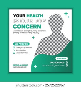 Professional medical social media post design, healthcare banner for clinics, hospitals, and doctors, creative marketing template for dentist and health services, editable flyer, and digital ads