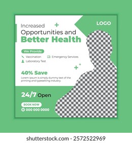 Professional medical social media post design, healthcare banner for clinics, hospitals, and doctors, creative marketing template for dentist and health services, editable flyer, and digital ads