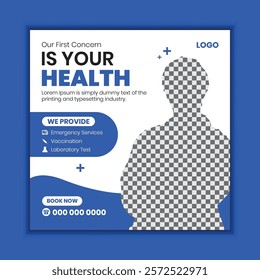 Professional medical social media post design, healthcare banner for clinics, hospitals, and doctors, creative marketing template for dentist and health services, editable flyer, and digital ads