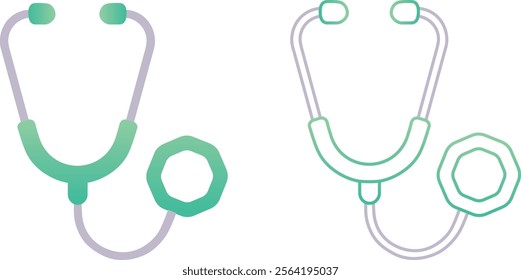 Professional Medical Stethoscope Icon - Filled and Outline Style.