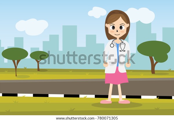 The \
professional medical team for health life concept with cartoon,\
anime and background  - vector illustration Eps\
10.