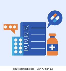 Professional medication schedule illustration. The concept of adherence to the medication regimen.