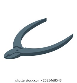 Professional metal pliers tool for cutting wires isometric view isolated on white background