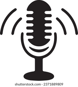 Icono de dispositivo de grabación de audio y micrófono profesional aislado en fondo blanco para podcasting y voz