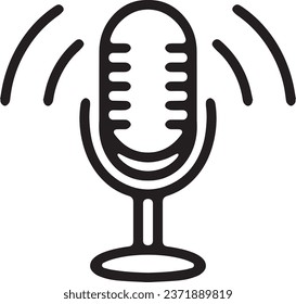 Professional Microphone and Audio Recording Device Icon Isolated on White Background for Podcasting and Speech