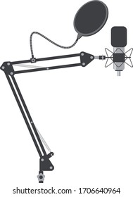 Professional microphone with stand for podcasting and audio recording