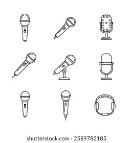 Professional Microphone Vector Set - Recording, Podcasting, and Live Sound