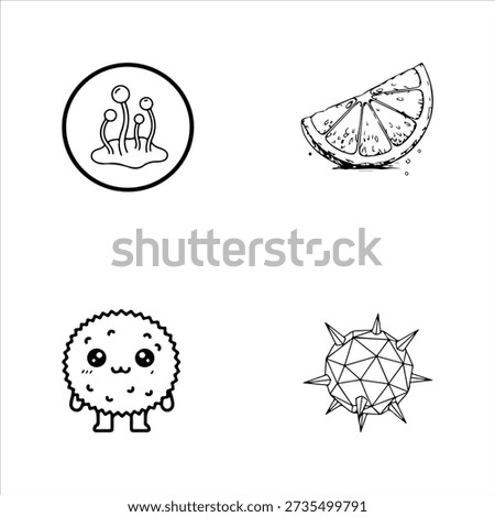 A Professional Microscopic Mold Icon Symbol, Showcasing Fungi Growth and Digital Mildew Spores Bacteria Contamination Hygiene Infection in a Flat Design Minimalist Vector for Home Inspection Success Safety Healthcare Microbiology Cleanliness Biology.