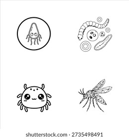 A Professional Microscopic Parasite Icon Symbol, Showcasing Medical Microbiology and Digital Pathogen Organism Worm Bacteria Infection Diagnosis in a Flat Design Minimalist Vector for Healthcare Success Science Research Laboratory Medicine Biology.