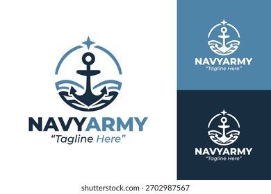 Logotipo militar profissional mostrando a estrutura de comando, proteção e serviço nacional.