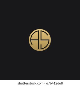 Professional Minimal Circular Shape initials A S or S A logo template of in vector