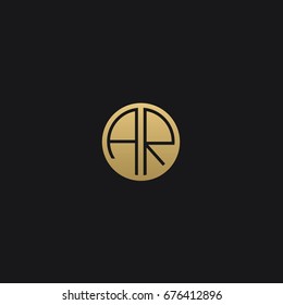 Professional Minimal Circular Shape initials A R or R A logo template of in vector