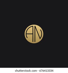 Professional Minimal Circular Shape initials A N or N A logo template of in vector