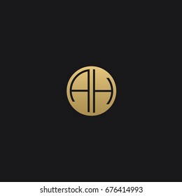 Professional Minimal Circular Shape initials A H or H A logo template of in vector