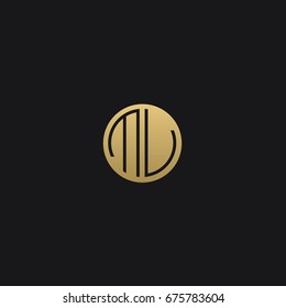Professional Minimal Circular Shape logo M V Icon in Black and golden color