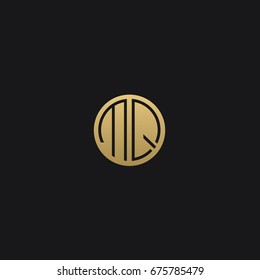 Professional Minimal Circular Shape logo M Q Icon in Black and golden color