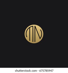 Professional Minimal Circular Shape logo MN Icon in Black and golden color