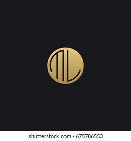 Professional Minimal Circular Shape logo ML Icon in Black and golden color