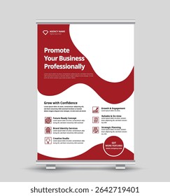 Um modelo de passageiro profissional e mínimo perfeito para a promoção de negócios. Projetado com tons de vermelho e branco, inclui destaques de recursos, ícones e um claro plano de ação.