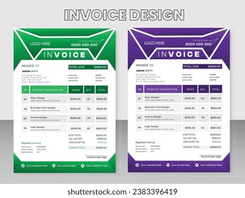 professional and minimal vector invoice template