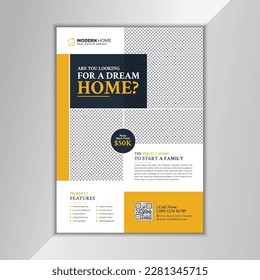 Professional, Minimalist, Creative Real Estate Flyer, Poster, Leaflet Vector Template Simple Design Example for Property Business Agency Advertise