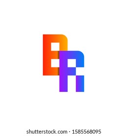 Professional and Minimalist Letter BR Logo Design. Uppercase letter in orange and purple gradient color shape. Editable vector can be used for company and trademark. Isolated in white background.